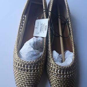 a.n.a Gold Woven Flats